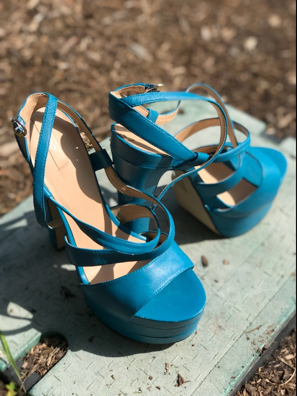 Aldo Turquoise Leather Platform